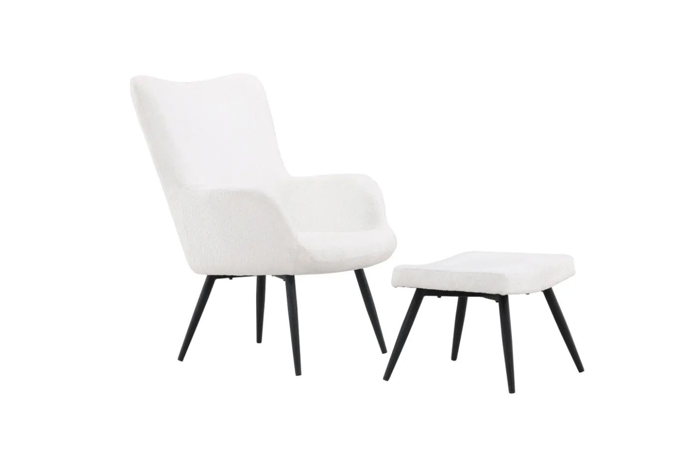 Fjôrd Fauteuil Como Ottoman Wit Boucle