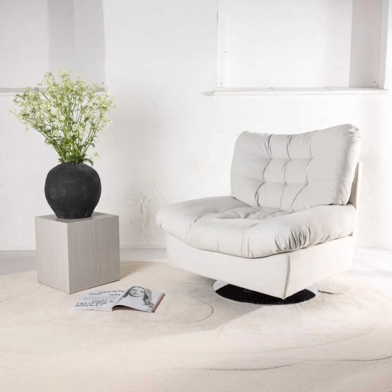 Fjôrd Fauteuil Florens Chrome Off White Stof