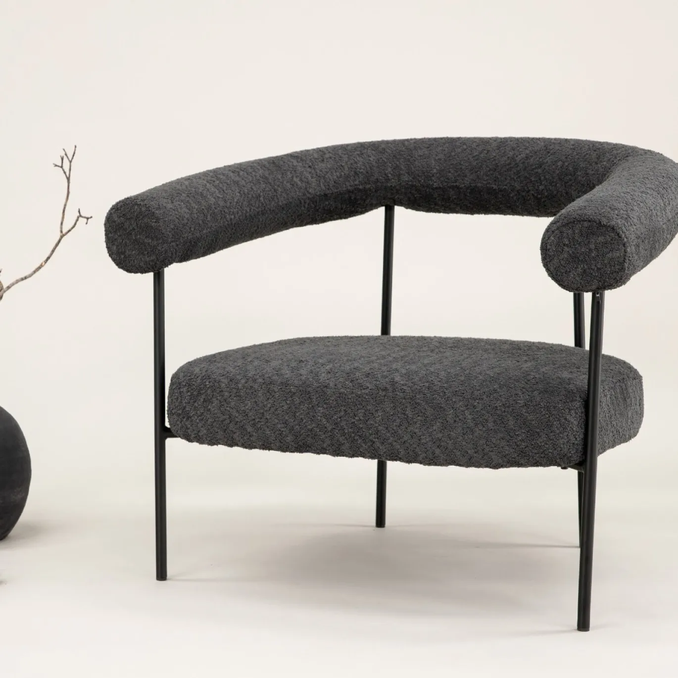 Fjôrd Fauteuil Hökåsen x Josefin Lustig Donkergrijs Bouclé