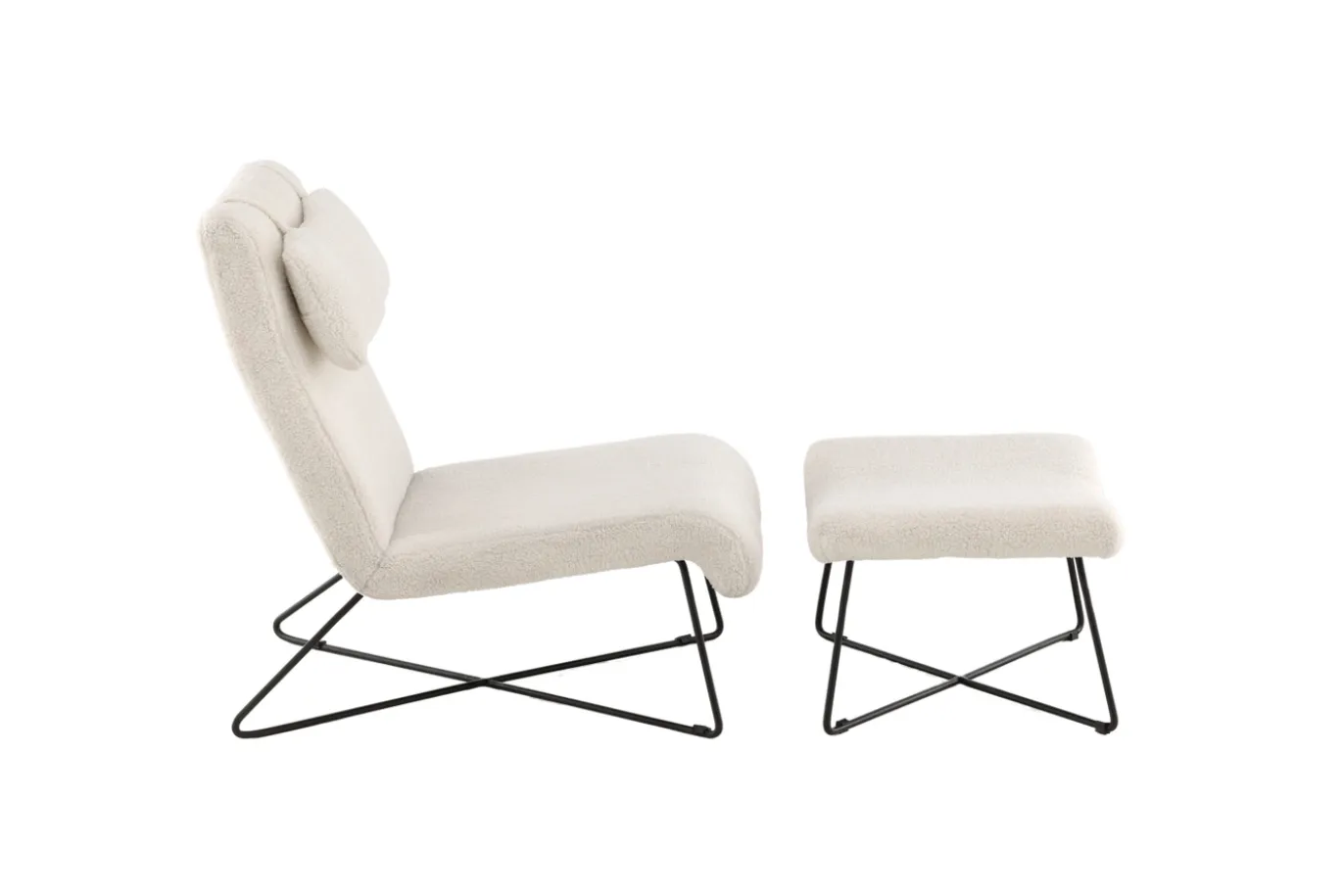 Fjôrd Fauteuil Laconia Wit Teddy Incl. Voetenbank