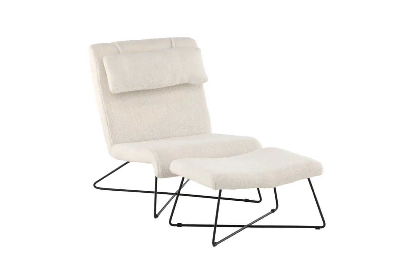 Fjôrd Fauteuil Laconia Wit Teddy Incl. Voetenbank