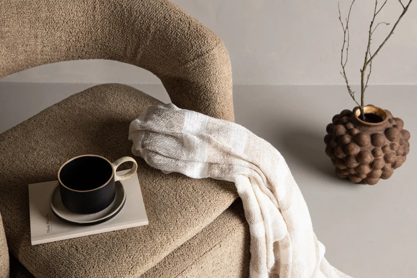 Fjôrd Fauteuil Laurel Zwart/Bruin Boucle