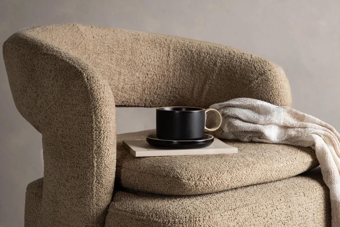 Fjôrd Fauteuil Laurel Zwart/Bruin Boucle