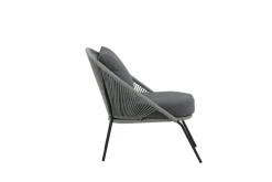 Fjôrd Fauteuil Lindos Zwart Alu Touw Grijs