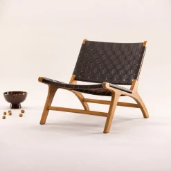 Fjôrd Fauteuil Rike Bruin Teak/PU