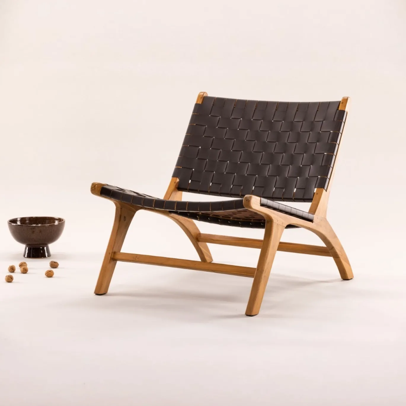 Fjôrd Fauteuil Rike Bruin Teak/PU