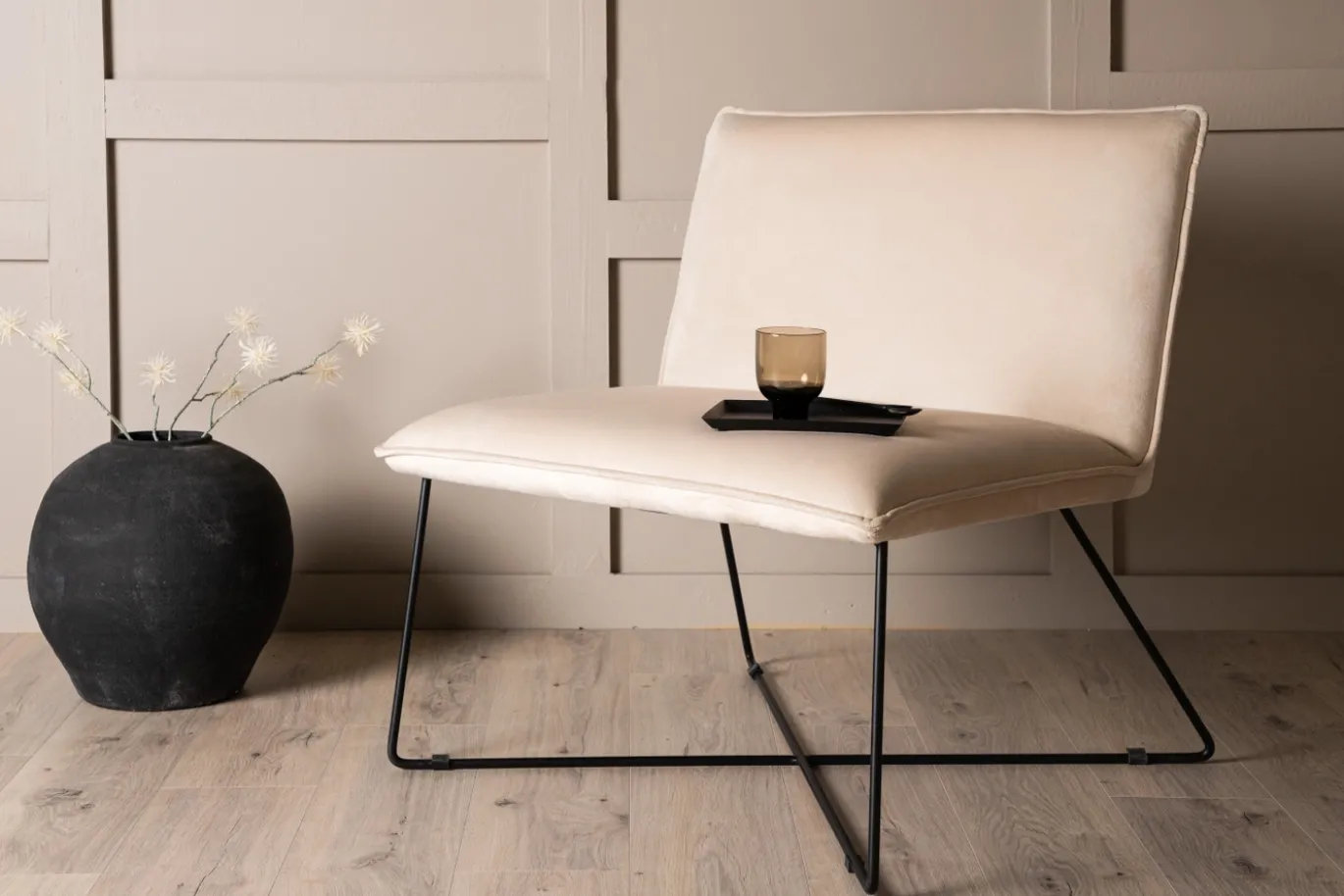 Fjôrd Fauteuil X-lounge Zwart/Off White Velvet