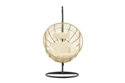 Fjôrd Hangstoel Viga Rond Zwart Frame Naturel Wicker