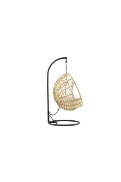 Fjôrd Hangstoel Viga Rond Zwart Frame Naturel Wicker