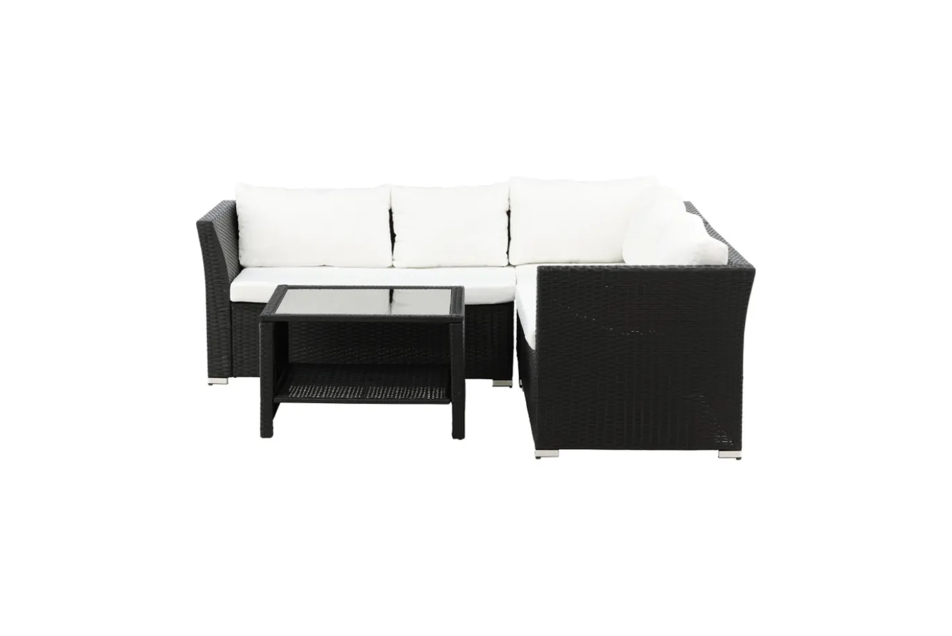 Fjôrd Hoekbankset Haiti Wicker Zwart/Wit