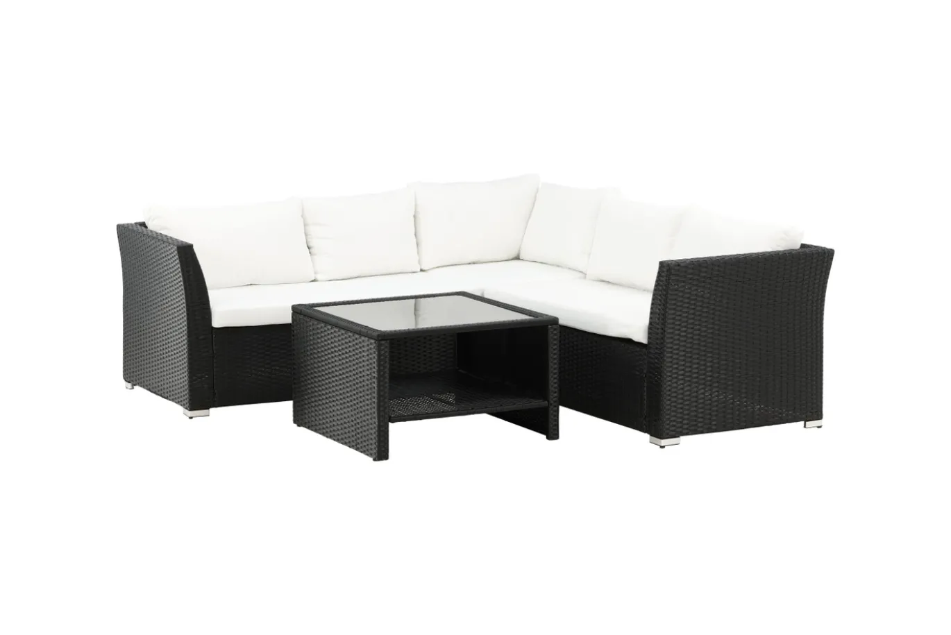 Fjôrd Hoekbankset Haiti Wicker Zwart/Wit