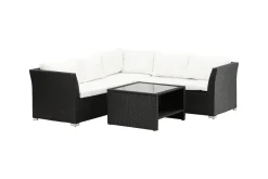 Fjôrd Hoekbankset Haiti Wicker Zwart/Wit