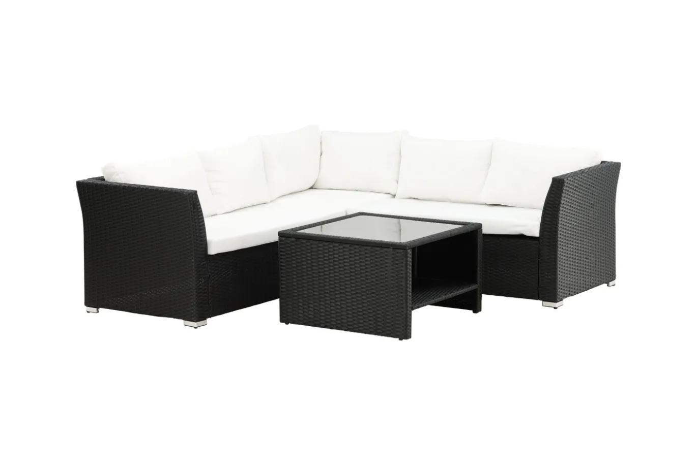 Fjôrd Hoekbankset Haiti Wicker Zwart/Wit