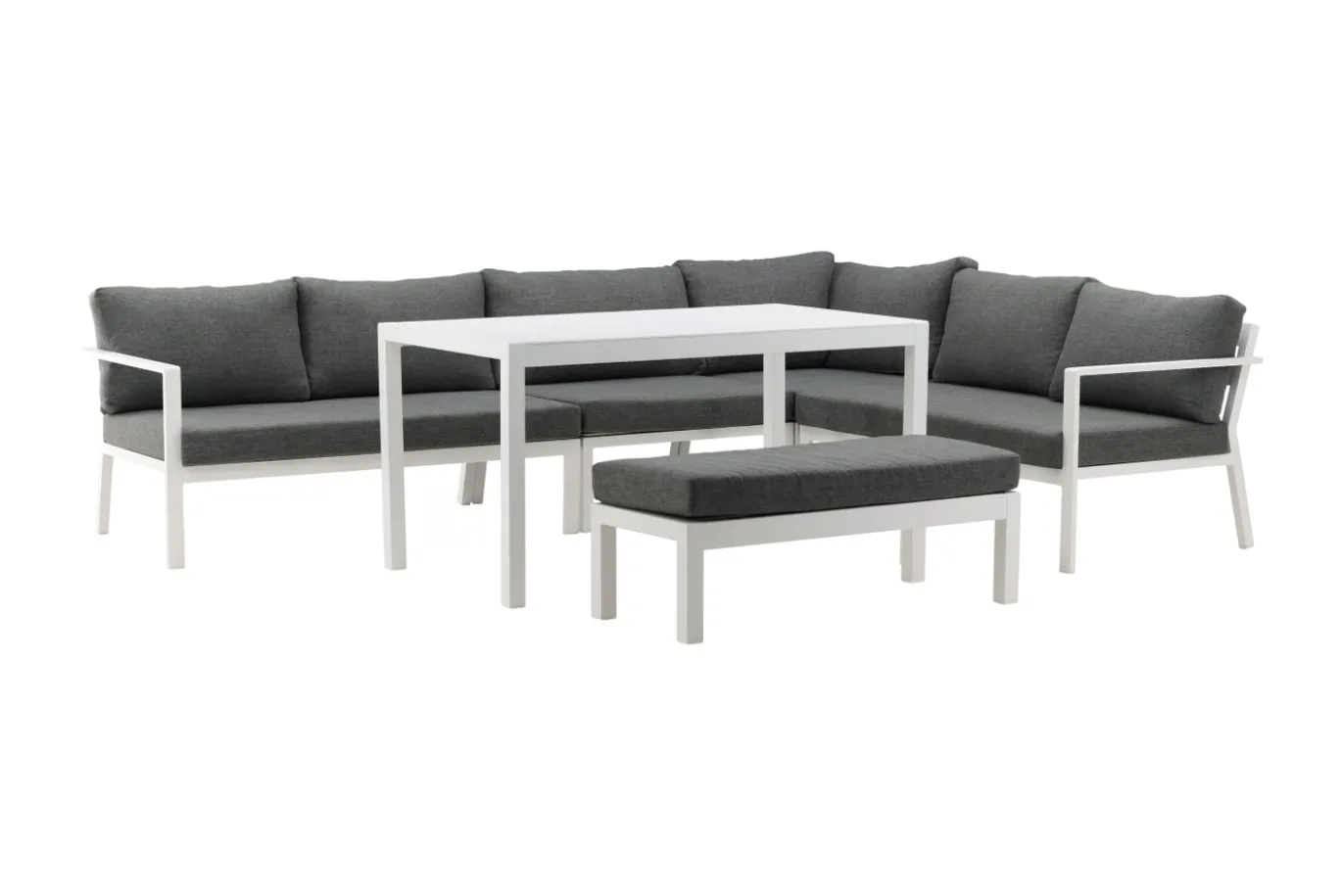 Fjôrd Hoekbankset Ramos Wit/Grijs Aluminium