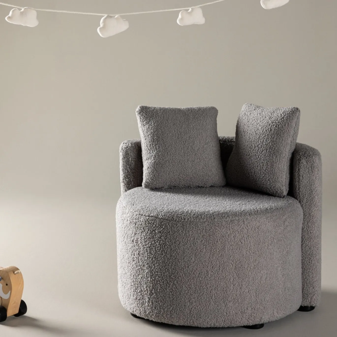 Fjôrd Kinderstoel Kelso 2-zits Grijs Teddy Fsc