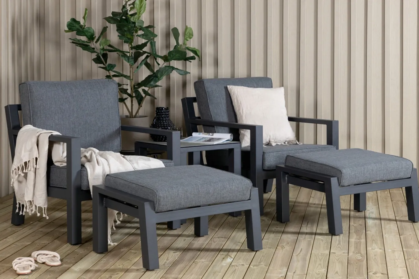 Fjôrd Loungeset Barcelona Zwart 5-delig