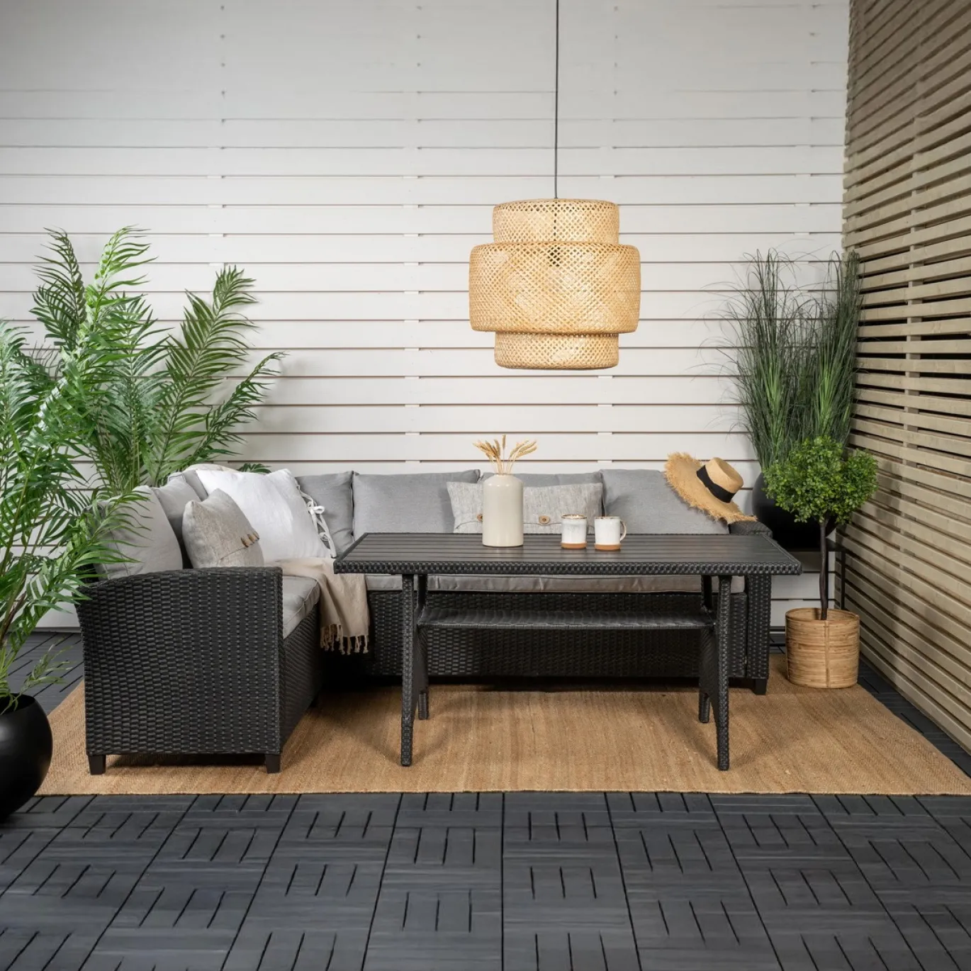 Fjôrd Loungeset Brentwood Zwart/Grijs