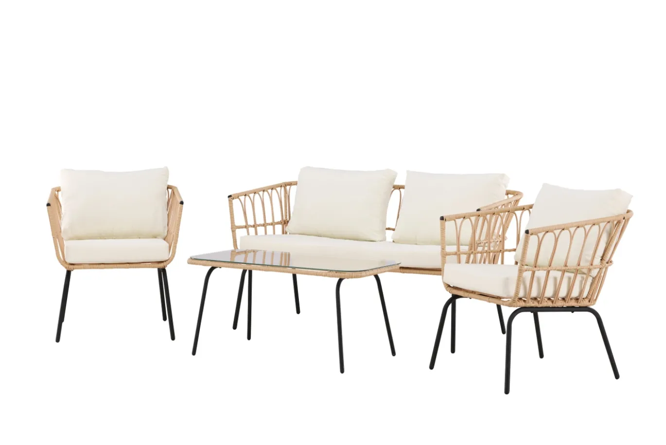 Fjôrd Loungeset Ortigia Rotan Zwart/Naturel
