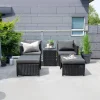 Fjôrd Loungeset Quad Set- Zwart Wicker
