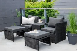Fjôrd Loungeset Quad Set- Zwart Wicker