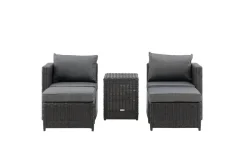Fjôrd Loungeset Quad Set- Zwart Wicker