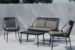 Fjôrd Loungeset Zakynthos Zwart met Bankje