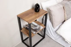 Fjôrd Nachtkastje Rise Zwart Teak-look 45x30x70cm