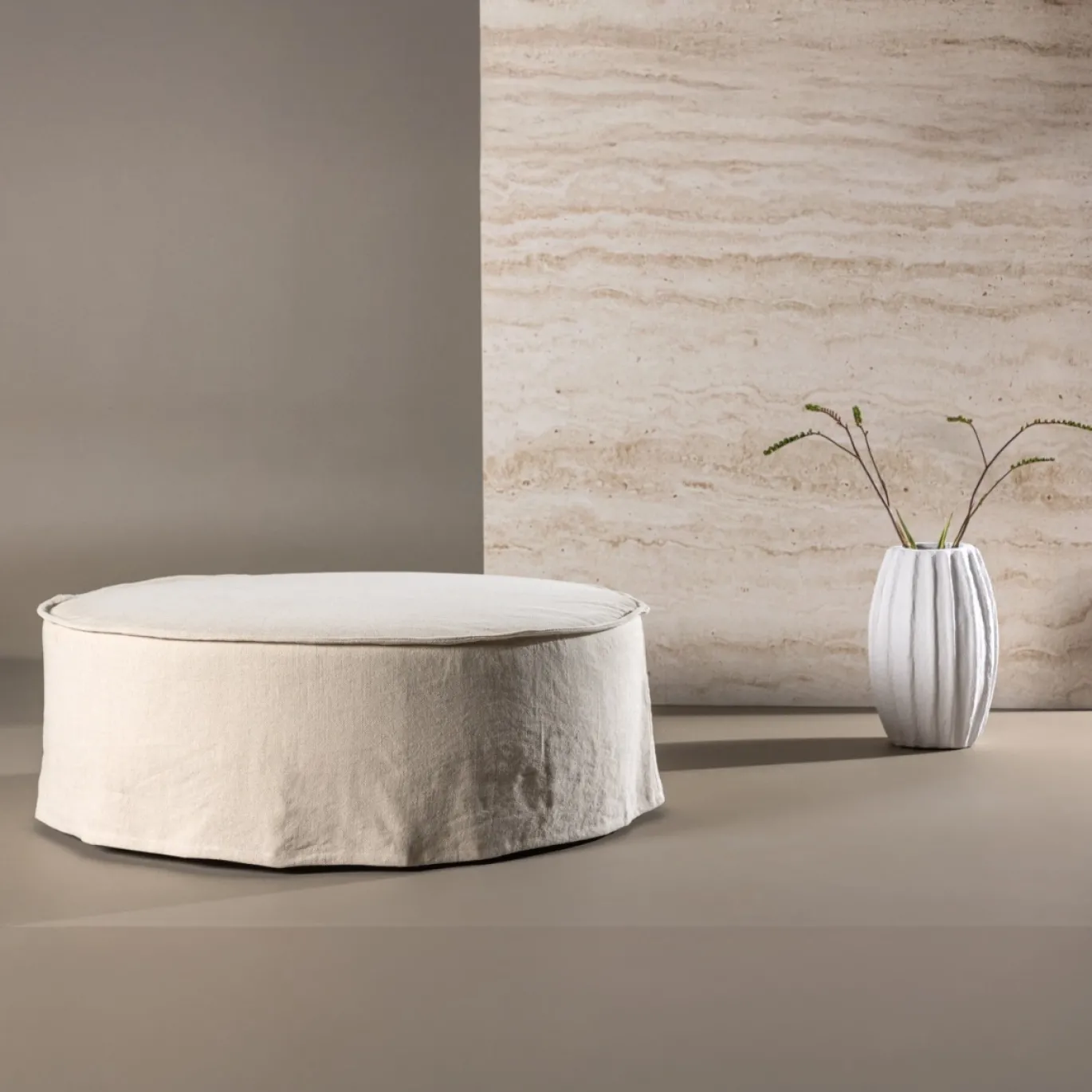 Fjôrd Ottoman Vindö Beige ø101cm