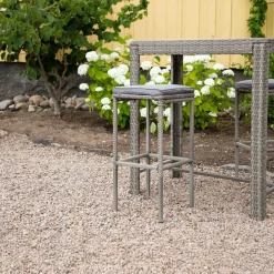 Fjôrd Outdoor Barkruk Alo Wicker/staal Grijs