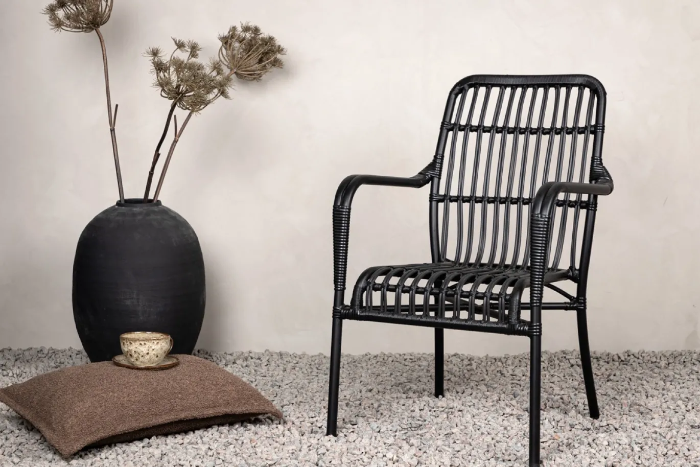 Fjôrd Outdoor Loungestoel Rizal Zwart Rotan/Aluminium