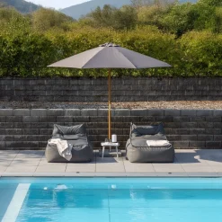 Fjôrd Parasol Ixos 300cm Hout Grijs Stof