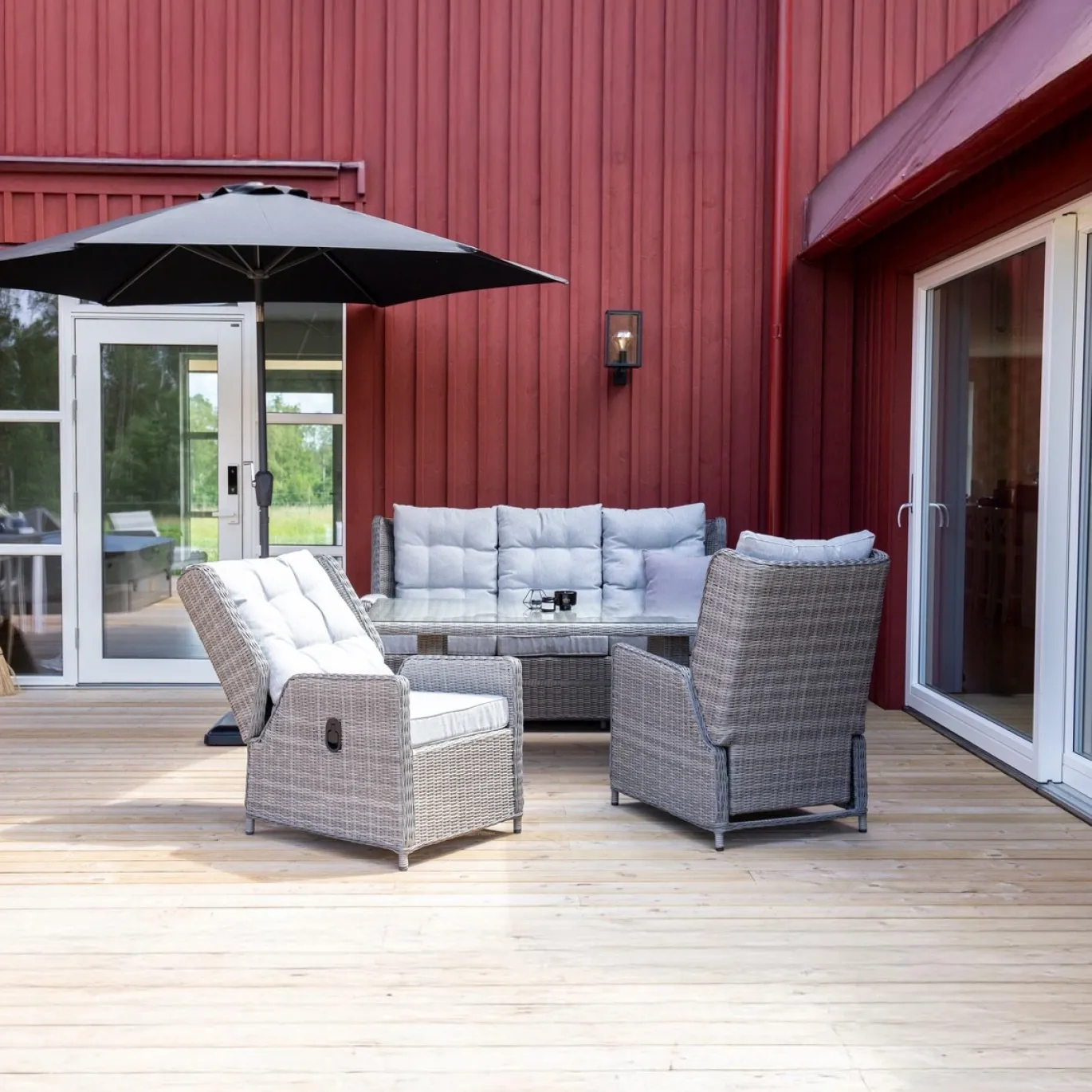Fjôrd Parasol Leeds 300cm Grijs Alu Grijs Stof