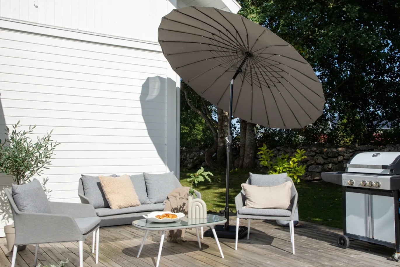 Fjôrd Parasol Palmetto Grijs ø270cm