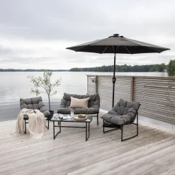 Fjôrd Parasol Sabal Met Led- Zwart 270cm