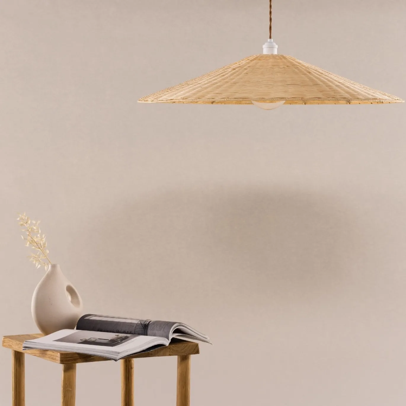 Fjôrd Plafondlamp Herrestad Naturel Rotan