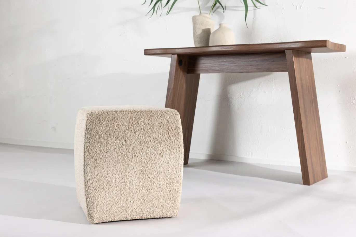Fjôrd Poef Neapel Beige Bouclé