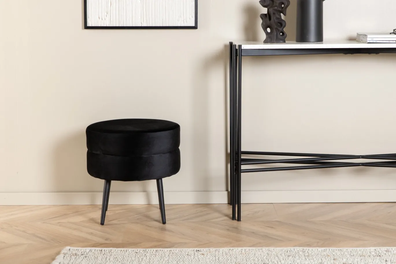 Fjôrd Poef Pot Zwart ø40cm
