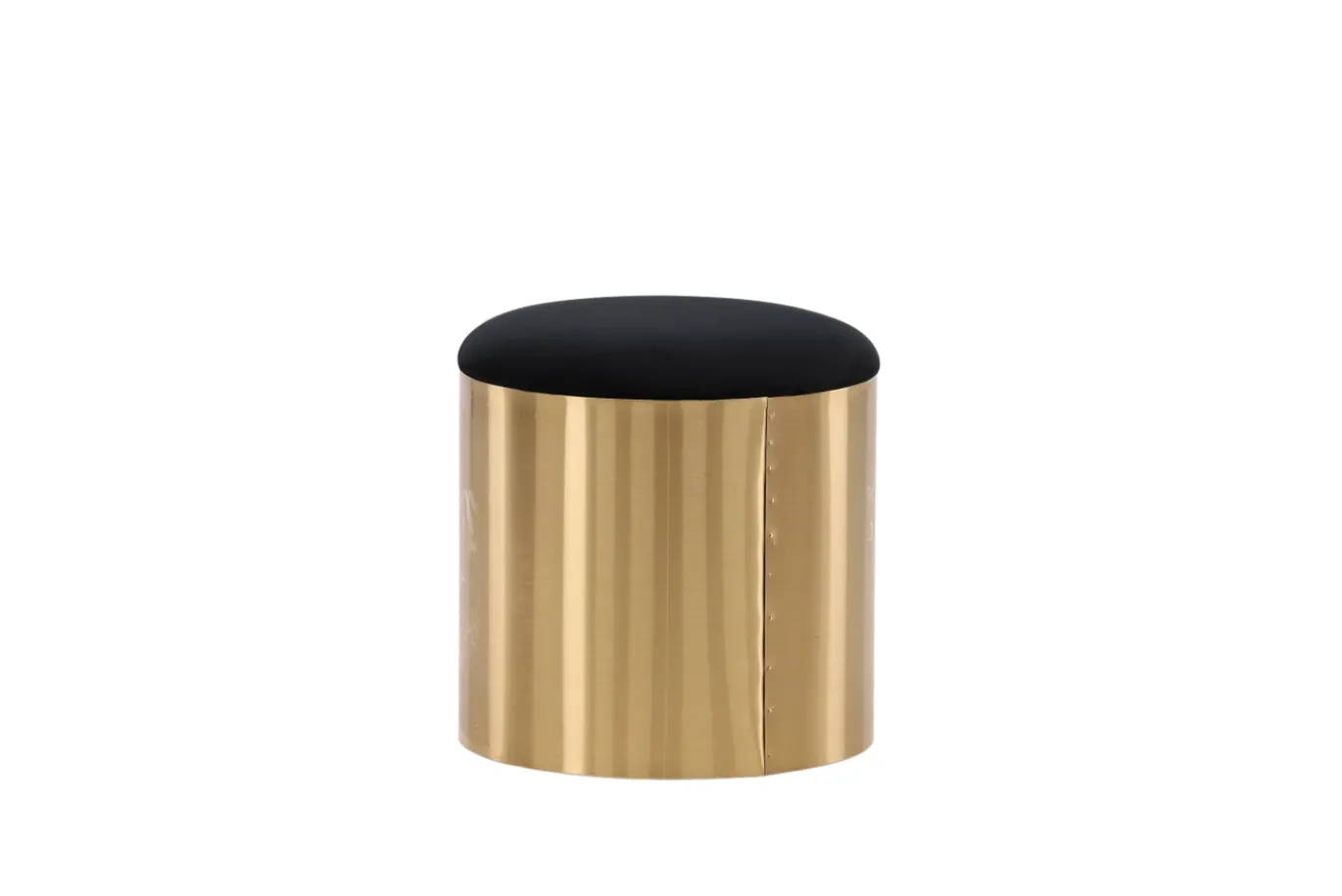 Fjôrd Poef Puff ø45cm Zwart Shiny Brass