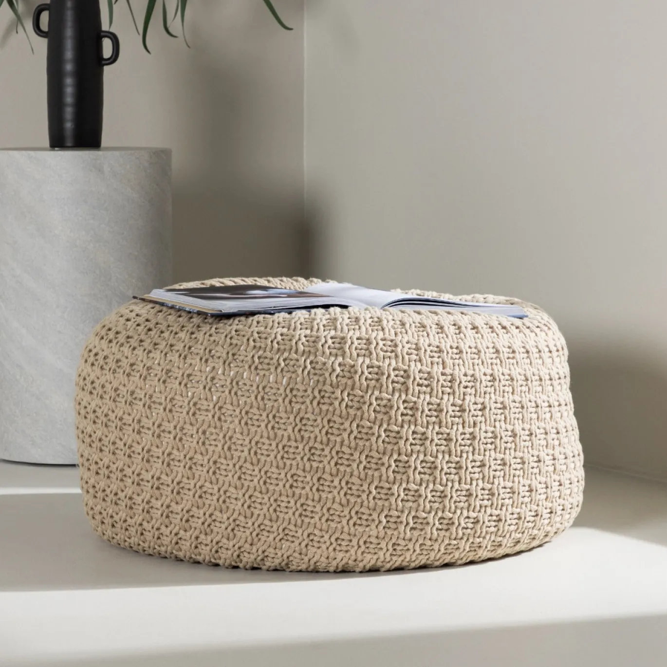 Fjôrd Poef Sam Ø45cm Beige