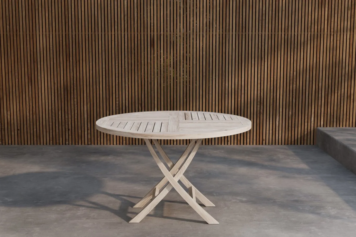 Fjôrd Ronde Eettafel Kenya Teak Whitewash ⌀120cm