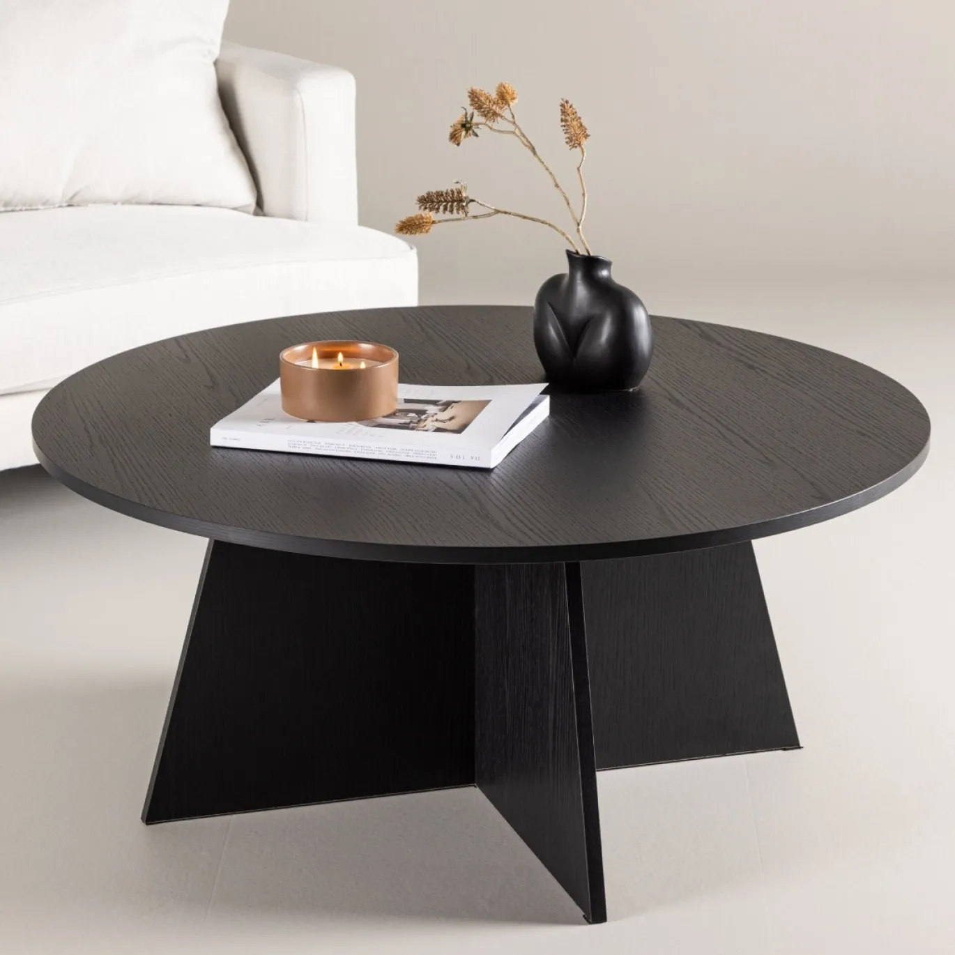 Fjôrd Salontafel Bootcut Zwart Ø100cm