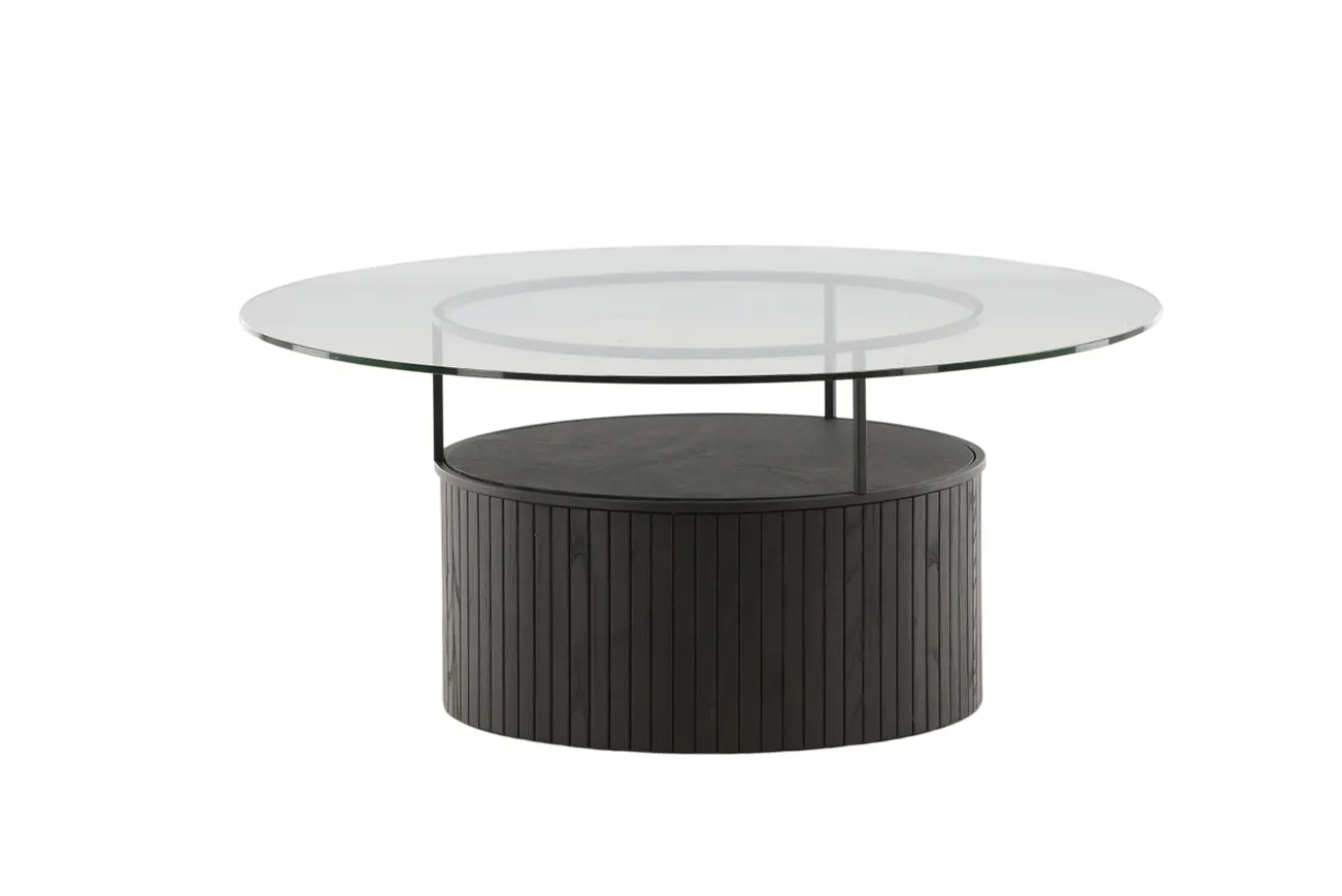 Fjôrd Salontafel Bovall Zwart Helder Glas ⌀90cm