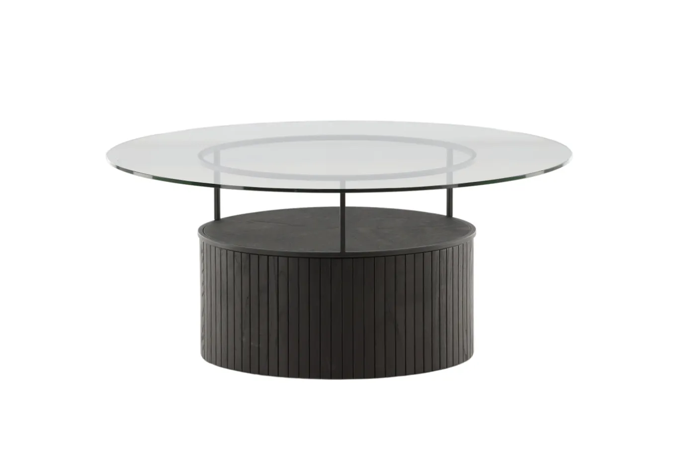 Fjôrd Salontafel Bovall Zwart Helder Glas ⌀90cm