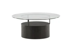 Fjôrd Salontafel Bovall Zwart Helder Glas ⌀90cm