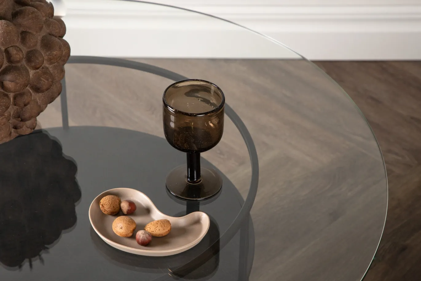 Fjôrd Salontafel Bovall Zwart Helder Glas ⌀90cm