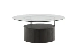 Fjôrd Salontafel Bovall Zwart Helder Glas ⌀90cm