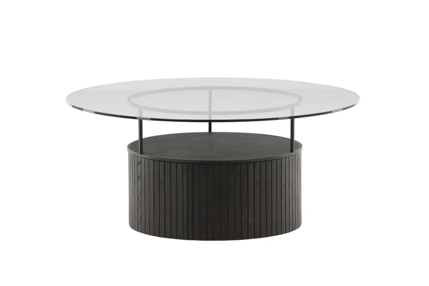 Fjôrd Salontafel Bovall Zwart Helder Glas ⌀90cm
