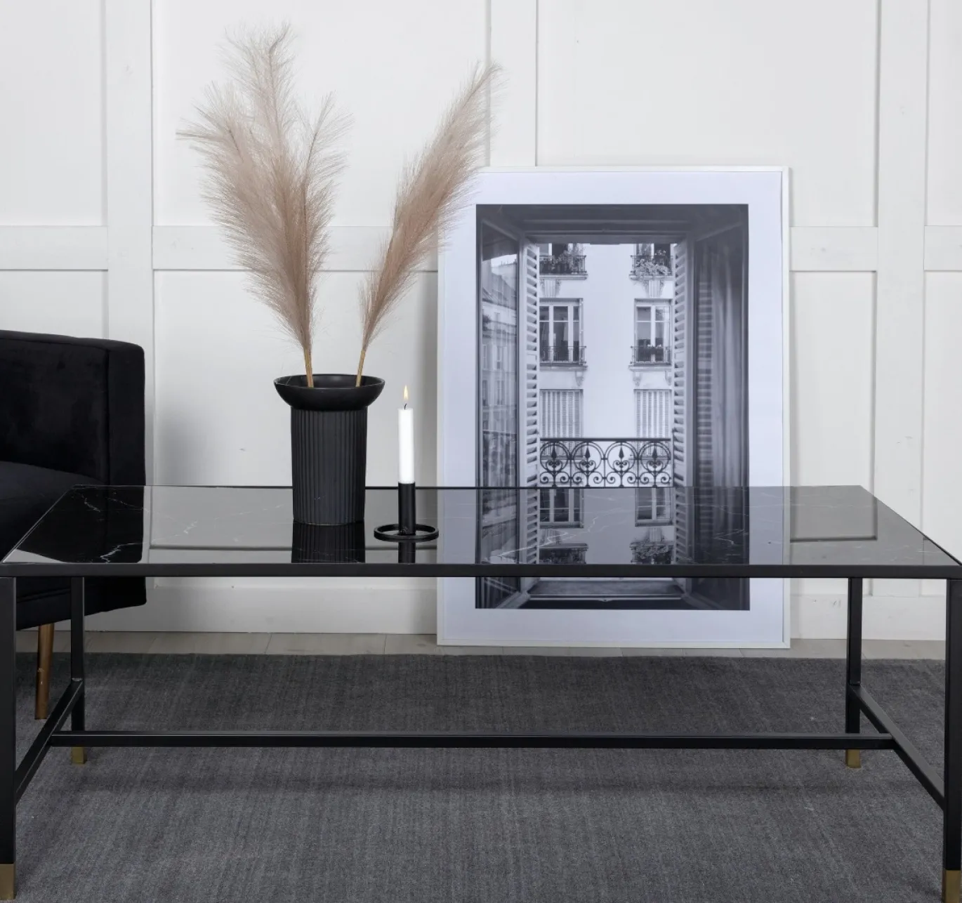 Fjôrd Salontafel Dipp Zwart 130cm Met Gouden Poot