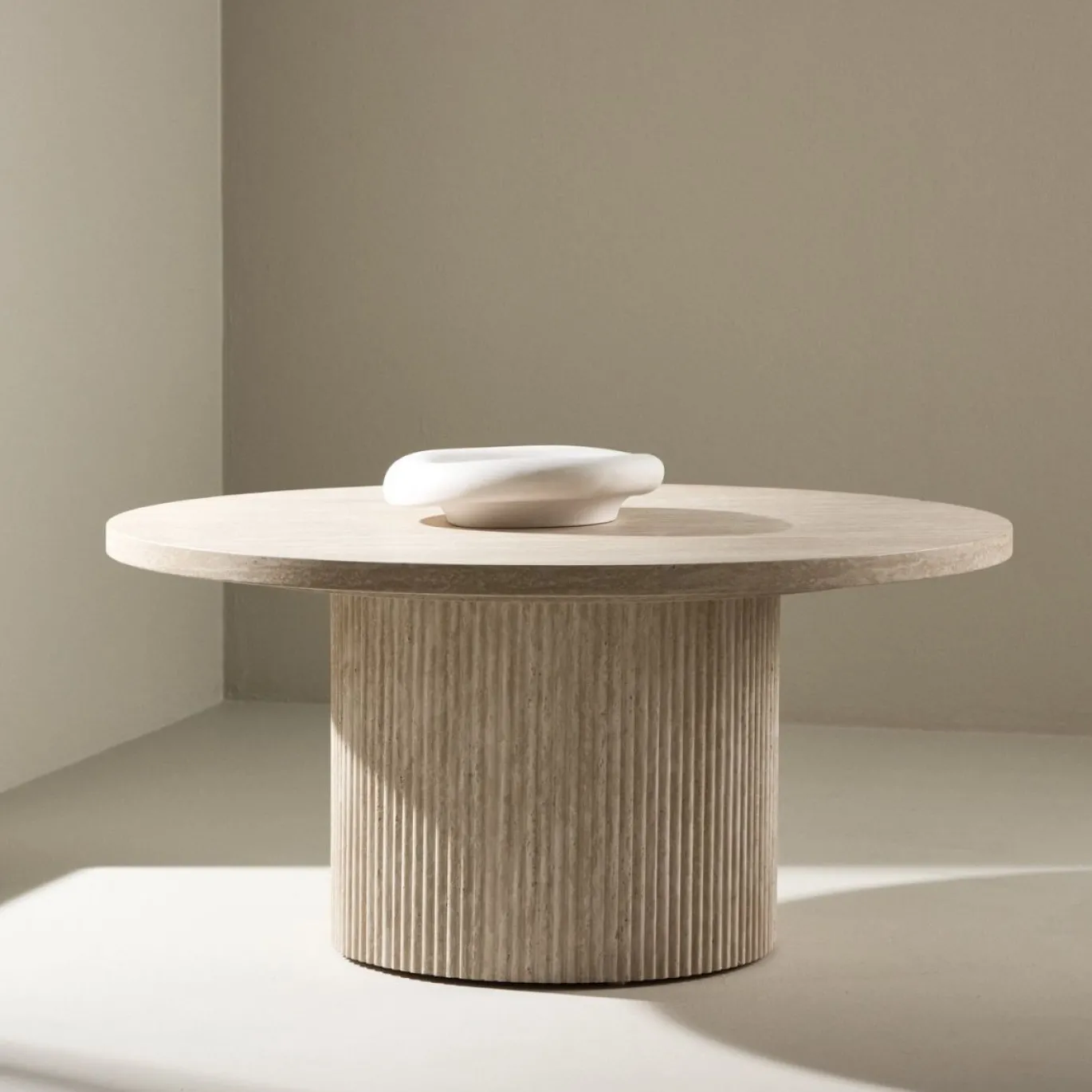 Fjôrd Salontafel Härön Beige Travertinlook ⌀80cm