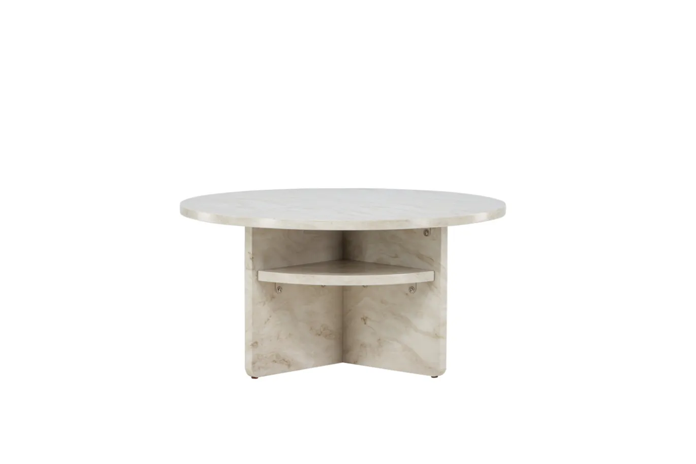 Fjôrd Salontafel Ålesund Ø85cm Marmerlook Beige
